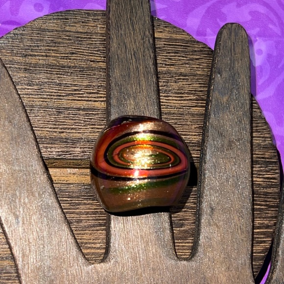 Jewelry - New Old Stock Vintage Art Deco Brown Glass Marbled Natural Tones Ring Size 7.5